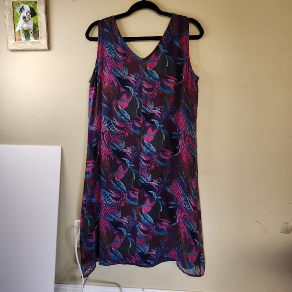 Robbie Bee Vintage Silk Shift Dress Botanical Pattern Sz 12 Vacation Resort - Picture 5 of 9
